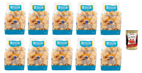 De Cecco Le Specialità Paccheri Rigati N°130, 100% Italian Pasta Noodles 10 x 500 g + Italian Gourmet Polpa 400 g