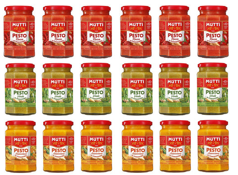 Test Pack Mutti Pesto Arancione Verde Rosso Pomodori Italiani Orange Tomatoes Green Tomatoes Red Tomato Pesto Tomato Pesto Pasta Sauce 100% Italian Tomato Jar (18 x 180 g)