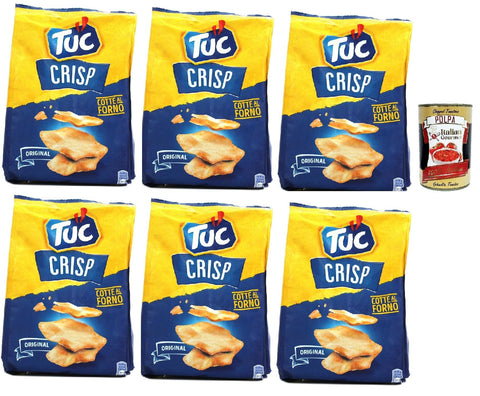 Tuc Crisp, Gusto Original, Crispy Puff Pastry Based on Oven-Cooked Potato Chips with 100% Italian Wheat, 6 x 100 g + Italian Gourmet Polpa 400 g