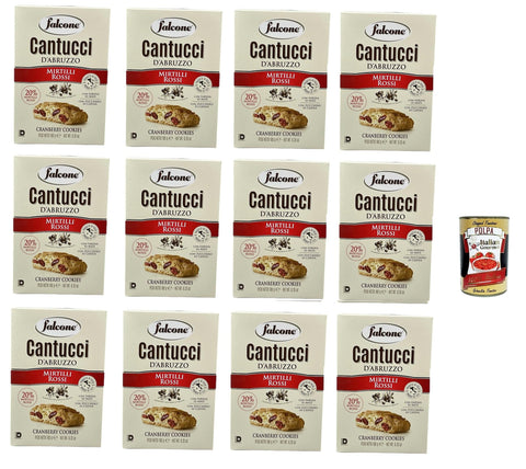 Falcone Cantucci ai mirtilli rossi, almond pastry with cranberries / cranberry, biscuits with cranberries from Italy, total pastries, 12 x 200 g + Italian Gourmet polpa 400 g