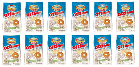 12 x Divella Ottimini Biscotti All Mandorle Shortbread Biscuits with Chopped Almonds 350 g Biscuits Cookies Italian Biscuits