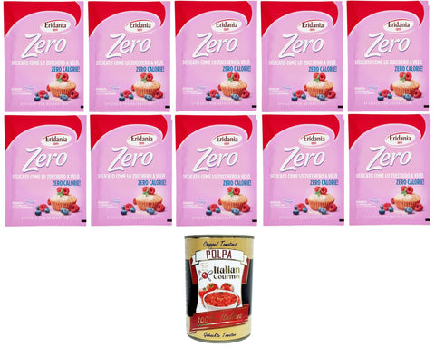 Eridania Zero Delicato Come lo Zucchero a Velo Zero Delicate Like Powdered Sugar 10 x 80 g + Italian Gourmet Polpa 400 g