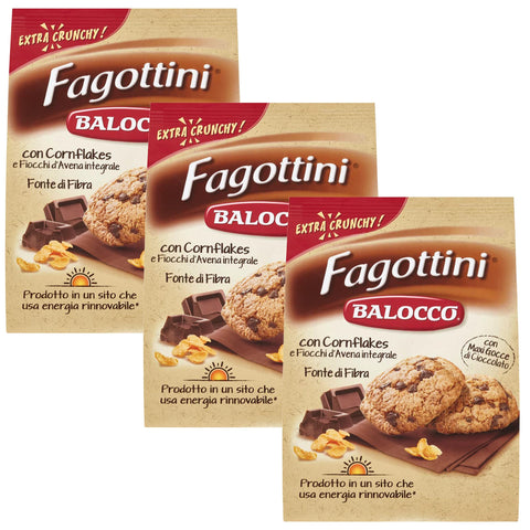 Balocco Faccine Italian Shortbread Pastry with Chocolate and Hazelnuts 700 g (Fagottini, x3)