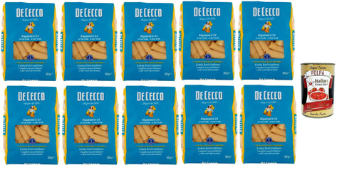 10x Pasta De Cecco 100% Italian Rigatoni N°39 Pasta 500g + Italian Gourmet Polpa 400g