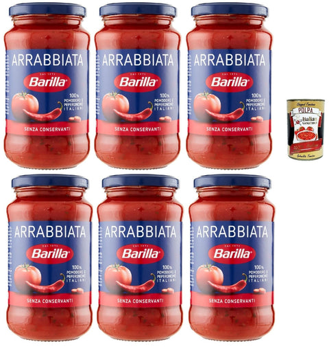 Barilla Arrabbiata Pasta Sauce - 6 x 400 g (2.4 kg) | With Italian Tomatoes & Chili - Spicy Slice Pasta Sauce from Italy for Spaghetti & Penne + Italian Gourmet Polpa