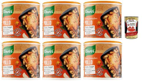 6 x Knorr Brodo Granular Pollo Granulated Chicken Broth 150 g, Sustainable Vegetable Broth, Gluten-Free, Lactose and Preservatives, for Soups and Grilled Meat + Italian Gourmet Polpa 400 g