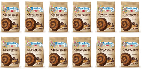 12 x Mulino Bianco Cioccograno Whole Grain Biscuits with Chocolate 350 g Biscuits Cake