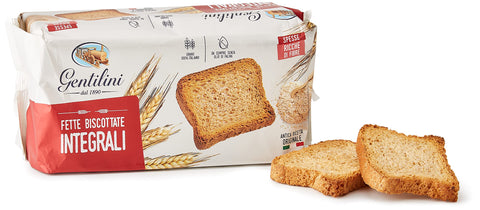 Gentilini Fat Biscottate Integrali Whole Grain Rusks Bread Baked Goods Rich in Fibre 100% Italian Product 175g