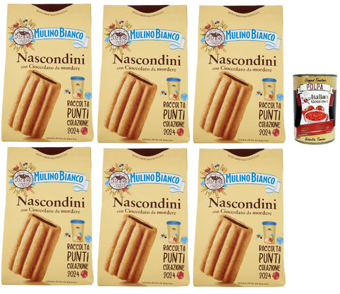 Mulino Bianco Nascondini Shortbread Biscuits with Chocolate for Biting Biscuits, 6 x 330 g + Italian Gourmet Polpa 400 g
