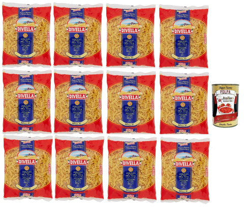 Divella Pasta 100% Italian Pasta Mista 41, Durum Wheat Semolina Pasta, Cooking 7 Minutes 12 x 500 g + Italian Gourmet Polpa 400 g