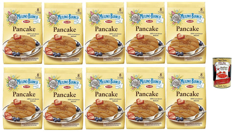Mulino Bianco Pancake Mix, 10 x 280 g, with Fresh Italian Milk, 8 Pieces per Pack, + Italian Gourmet Polpa 400 g