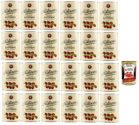 La Molisana Datterini, Cherry Tomatoes Datterini Sweet Taste Oblong Shape Italian Sauce Tomatoes 24 x 400 g + Italian Gourmet Polpa 400 g