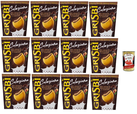 Grisbì Colazione - Breakfast Cookies with Hazelnut & Cocoa Cream, Resealable Bag 12 x 225g - Crispy Exterior, Creamy Inside - Matilde Vicenzi, Italy + Italian Gourmet Polpa 400g