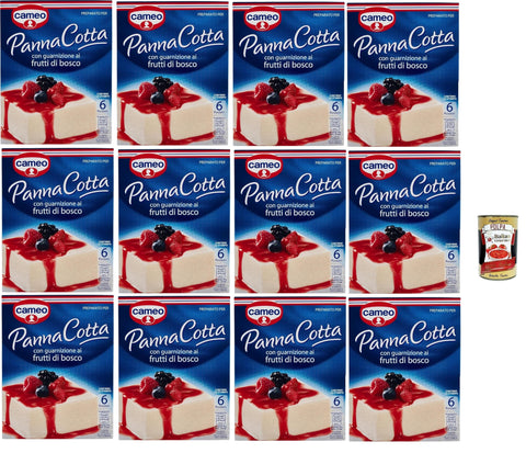 Cameo Mix for Panna Cotta with Berries Garnish Easy Prepared Dessert Pack Contains Mould for Cooking, 6 Servings, 12 x 107 g + Italian Gourmet Polpa 400 g