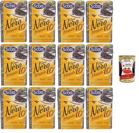 Riso Scotti Gran Nero Integrale 10 Inch Black Brown Rice 12 x 500 g + Italian Gourmet Polpa 400 g