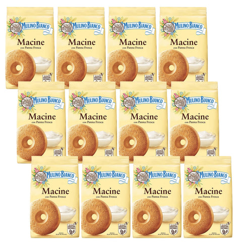 Mulino Bianco Macine - Italian Shortcrust Pastry Biscuits with Cream Flavour 350 g x 12 Packages