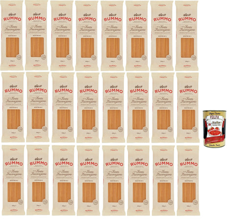 Rummo Bucatini N°6 24 x 500 g - Bronze Drawn Lenta Lavorazione, Authentic Italian Pasta Made from Durum Wheat Semolina, Bite-Resistant & Sauce Stick for Amatriciana + Italian Gourmet Polpa