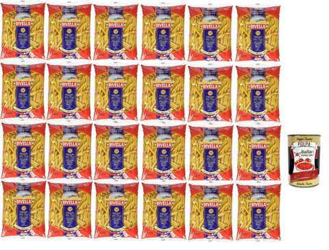 Divella Pasta 100% Italian Penne Mezzani 34, Durum Wheat Semolina Pasta, Cooking 8 Minutes 24 x 500 g + Italian Gourmet Polpa 400 g