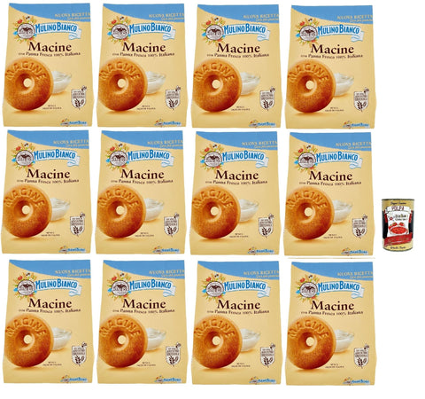 Mulino Bianco Biscotti Frollini Macine con Panna Fresca, Biscuits with Fresh 100% Italian Milk, No Palm Oil, Breakfast Full Flavour, Buscits Cookies 12 x 800 g + Italian Gourmet Polpa 400 g