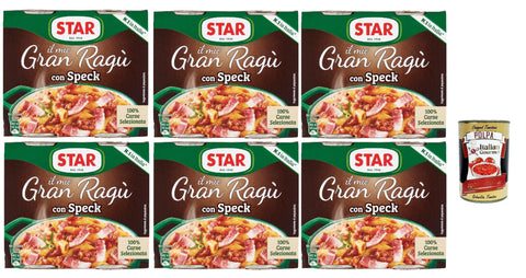 Star il mio Gran Ragù con Smoked Ham, with 100% Italian Meat, N.1 in Italy, 6 x Pack of 2 Tins of 180 g + Italian Gourmet Polpa 400 g
