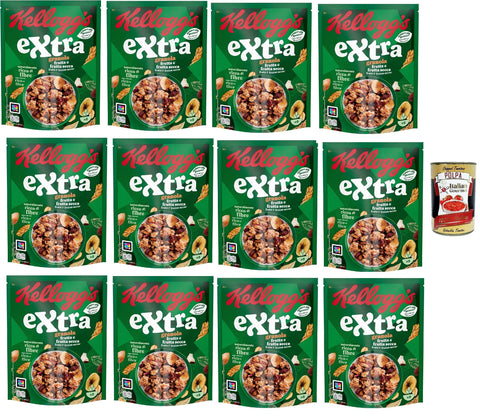 Cereali Extra "Frutti Secca" | Try Dried Fruits | Breakfast Cereals, Muesli with Crispy Oats | 12 x 375 g + Italian Gourmet Polpa 400 g