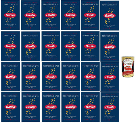 Barilla Tempestine No.21 Pasta - 24 x 500 g (12 kg) | Fine Soup Noodles/Pastina, al dente in 6 Mins, 100% Durum Wheat Semolina - for Broths, Minestrone & Children's Dishes + Italian Gourmet Polpa