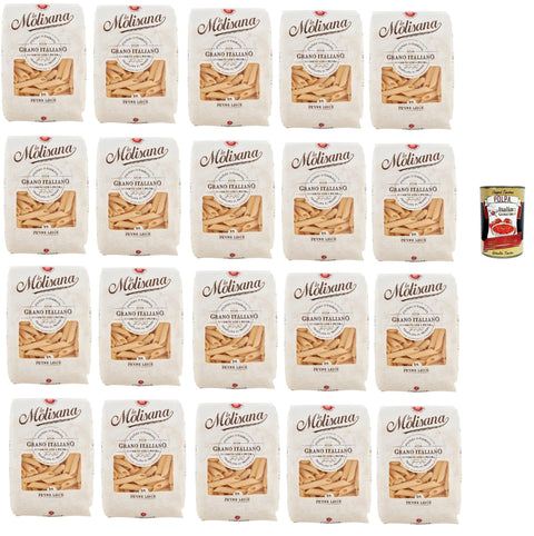 La Molisana Penne Lisc N. 18 Pasta Lenta Lavorazione Pasta Made of Durum Wheat Semolina Bronze Drawing 500 g + Italian Gourmet Polpa 400 g Pack of 20
