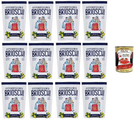 Brioschi Effervescent Tablets, Refreshing, Granulated Thirst Quencher with Exquisite Lemon Extract, 12 x 100 g + Italian Gourmet Polpa 400 g