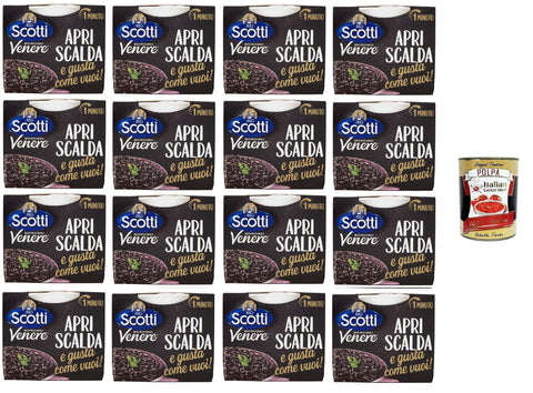 Riso Scotti, Riso Venere Apri, scalda e gusta come vuoi Venere Rice Open, heat and enjoy as desired 16 x 200 g + Italian Gourmet Polpa 400 g