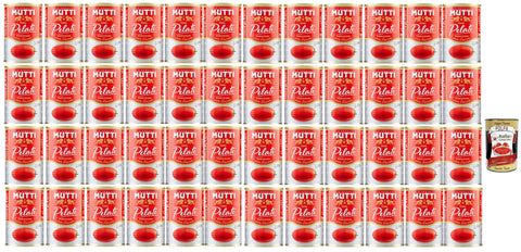 Mutti Pomodori Pelati Best Peeled Tomato Sauce from Italy Tin, Tin Italian Peeled Tomatoes 48 x 400 g + Italian Gourmet Polpa 400 g