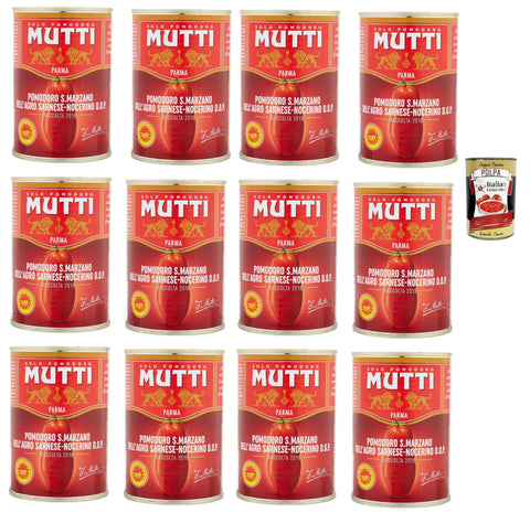 Mutti Pelati San Marzano DOP 400 g, San Marzano Dop Peeled Tomatoes Italian Sauce 12 x 400 g + Italian Gourmet Polpa 400 g