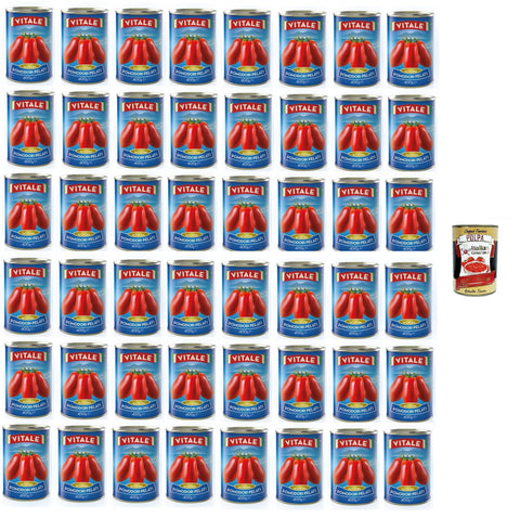 Vitale Pomodori Pelati Peeled Tomatoes 48 x 400 g + Italian Gourmet Polpa 400 g