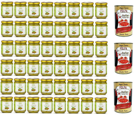 Brontedolci Crema di Pistacchio, Pistachio Cream Sweet with 40% Pistachios from Sicily (Etna), Spreadable, Spread in Glass, Pistachio spreadable cream, 48 x 190 g
