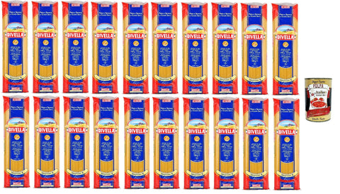 Divella Pasta 100% Italian Spaghettini N° 9, Durum Wheat Semolina Pasta, Cooking 6 Minutes 20 x 500 g + Italian Gourmet Polpa 400 g