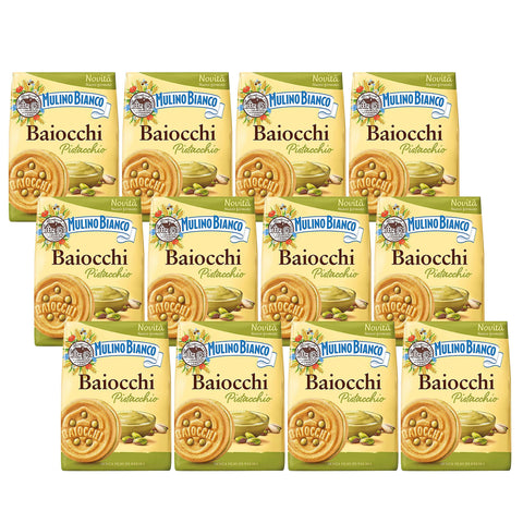 MULINO BIANCO Baiocchi Biscuits with Pistachio Filling 240 g (Pistachio, x12)