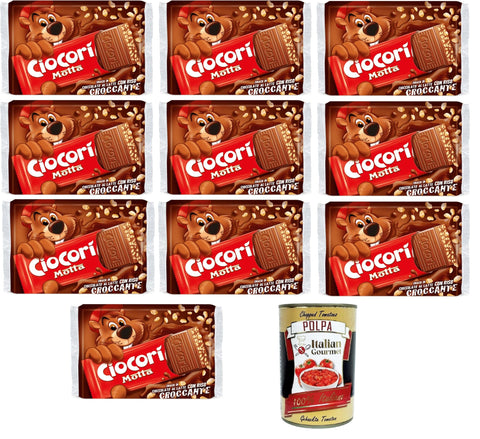 Motta Ciocori' Snack di Cioccolato a Latte con Riso Croccante Ciocorì Milk Chocolate Snack with Crispy Ciocorì Rice 10 x 110 g + Italian Gourmet Polpa 400 g