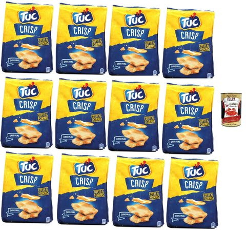 Tuc Crisp, Gusto Original, Crispy Puff Pastry Based on Oven-Cooked Potato Chips with 100% Italian Wheat, 12 x 100 g + Italian Gourmet Polpa 400 g