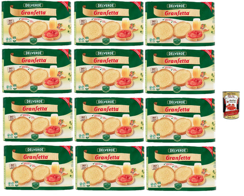 Delverde Granfetta Fette Biscottate 40 Fat Rusks Scented and Light Biscuits 12 x 600 g + Italian Gourmet Polpa 400 g