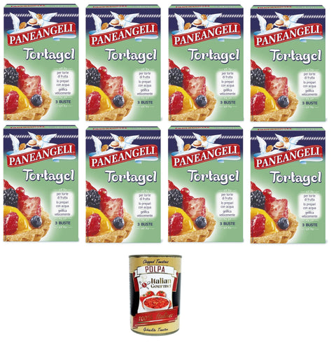 Paneangeli tortagel, gelatin per cake alla frutta tortagel, jellies for fruit cakes, 8 x 42 g + Italian Gourmet Polpa di Pomodoro 400 g