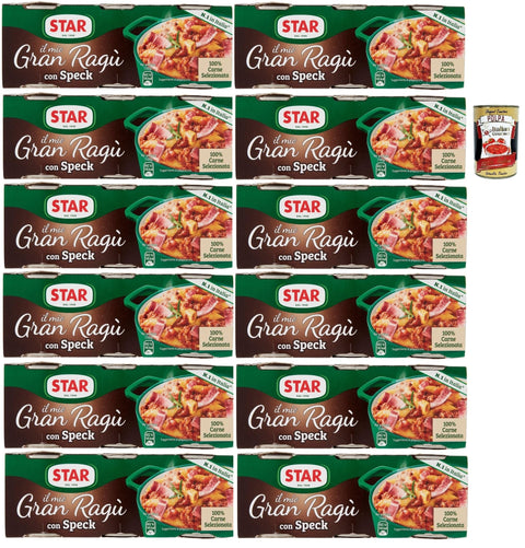 Star il mio Gran Ragù con Smoked Ham, with 100% Italian Meat, N.1 in Italy, 12 x Pack of 3 Tins of 100 g + Italian Gourmet Polpa 400 g
