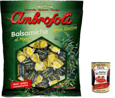 12 x Ambrosoli Caramelle Balsamiche al Miele, Honey Balsamic Sweets 135 g + Italian Gourmet Polpa 400 g