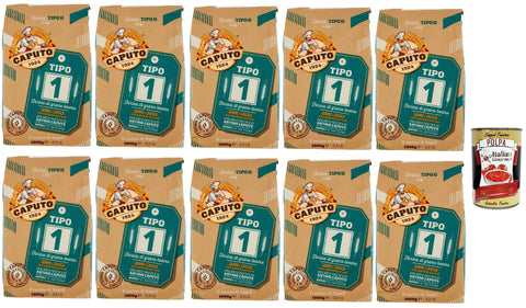 Caputo Farina Tipo 1, Type 1 Wheat Flour, Flour for Long Sourdough, for Mixes and for Bread, Pizza, Desserts. 10 x 1 kg + Italian Gourmet Polpa 400 g
