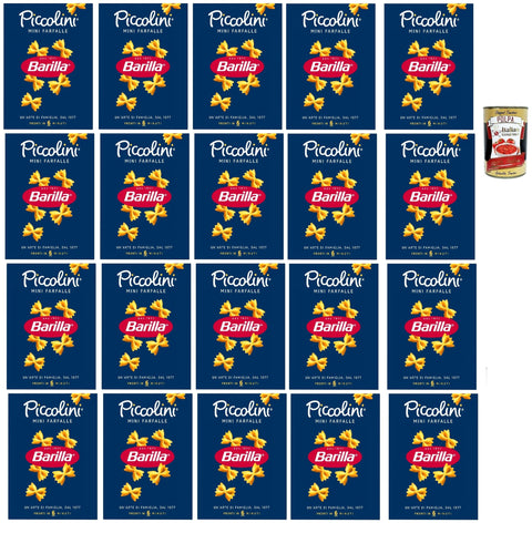 Barilla Piccolini Mini Farfalle - Small Butterfly Pasta for Children & Quick Kitchen - Cooking Time 6 Minutes - 100% Durum Wheat Semolina - Ideal for Sauces, Salads & Soups 20 x 500 g + Italian