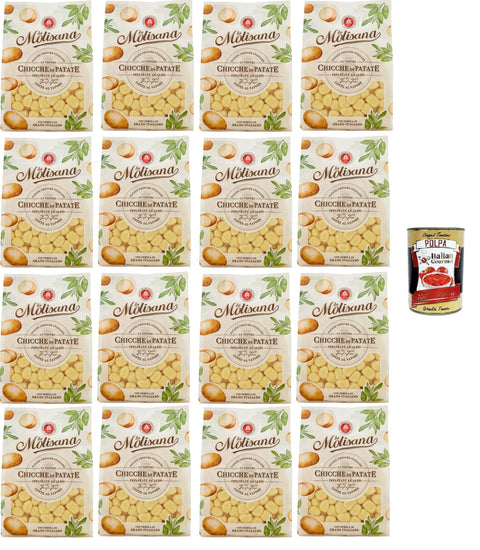 La Molisana, Chicche di Patate, Fresh Potato Chips with Italian Wheat Semolina - Hot Kneaded and Steamed 16 x 500 g + Italian Gourmet Polpa 400 g