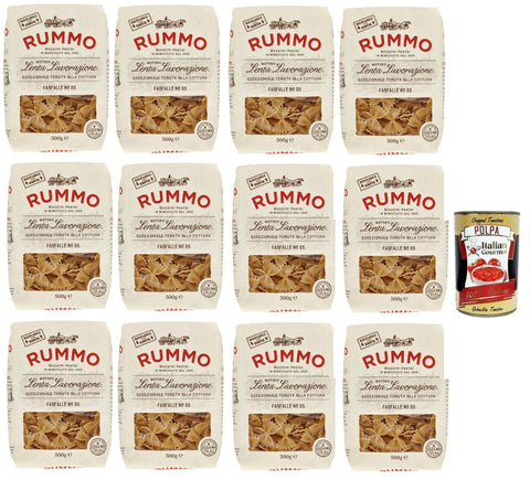 Rummo Farfalle N°85 12 x 500 g - Bronze Drawn Lenta Lavorazione, Boil-Resistant & Bite-Resistant, Ideal Pasta for Pesto Tomato Sauces & Pasta Salads, Gastro Supply + Italian Gourmet Polpa