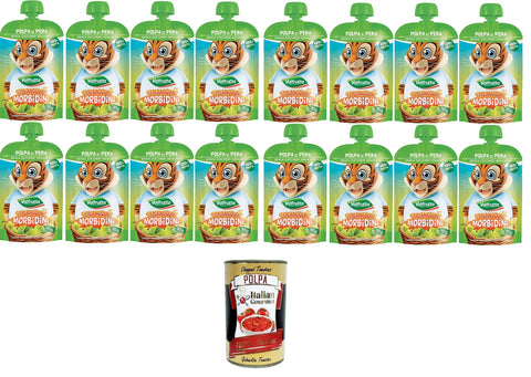 Valfrutta Triangolini Morbidini Polpa di Pera Senza Zuccheri Aggiunti Soft Valfrutta Triangles Made of Pear Pear Paste without Added Sugar 16 x 90 g + Italian Gourmet Polpa 400 g