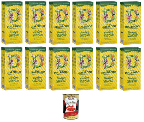 Dialbrodo Insaporitore Granular Verdure dell'Orto Granulate Spice for Garden Vegetables 12 x 250 g + Italian Gourmet Polpa 400 g