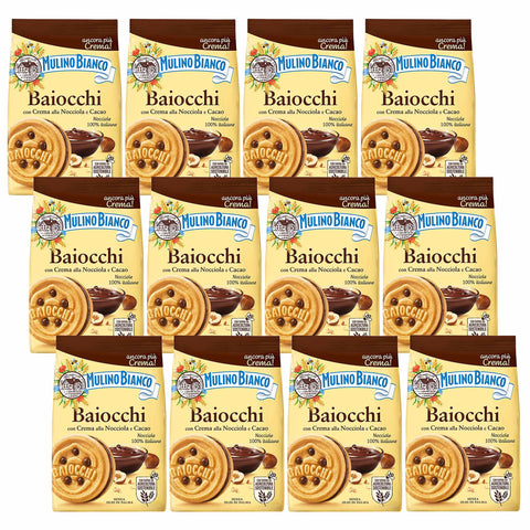 MULINO BIANCO Baiocchi - Butter Cookies with Hazelnut and Cocoa Cream 260g (Cacao, x12)
