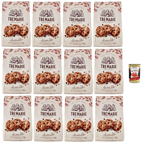 Tre Marie Ancora Uno Frolla con Gocce di Cioccolato in Pezzi, Biscuits Cocoa Biscuits with Drops Chocolate Biscuits 12 x 360 g Pack + Italian Gourmet Polpa 400 g