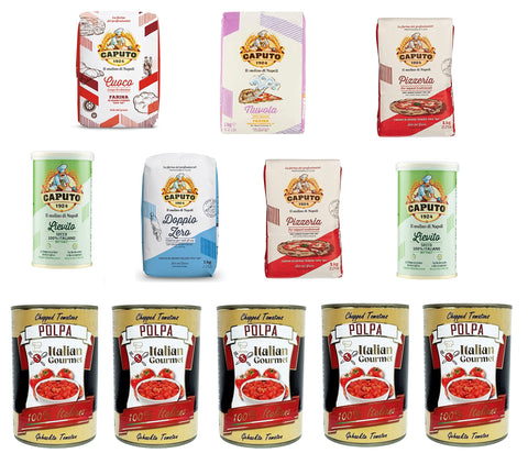 Caputo Nuvola Cuoco Pizzeria Clasica Test Pack 5x 1kg 2x Lievito and Italian Gourmet Polpa di pomodoro Fine Chopped Tomato Paste 5x 400g